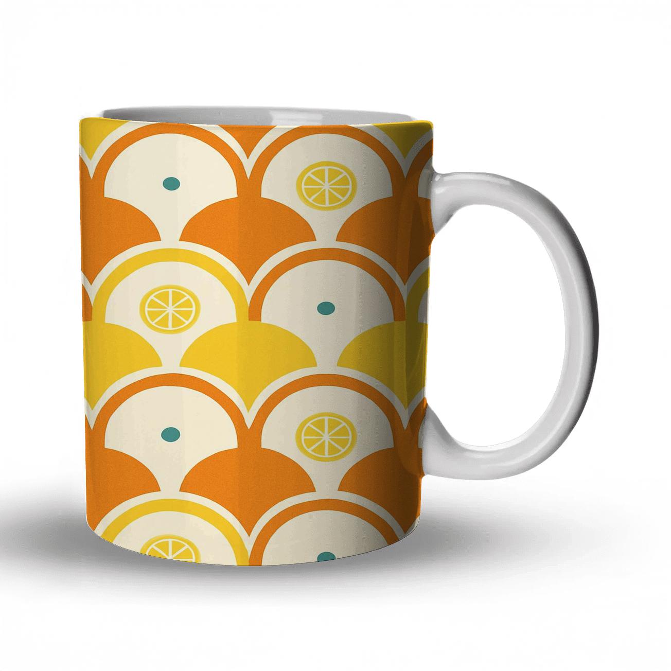 Scalloped Lattice Citrus Mosaic novelty coffee mugs