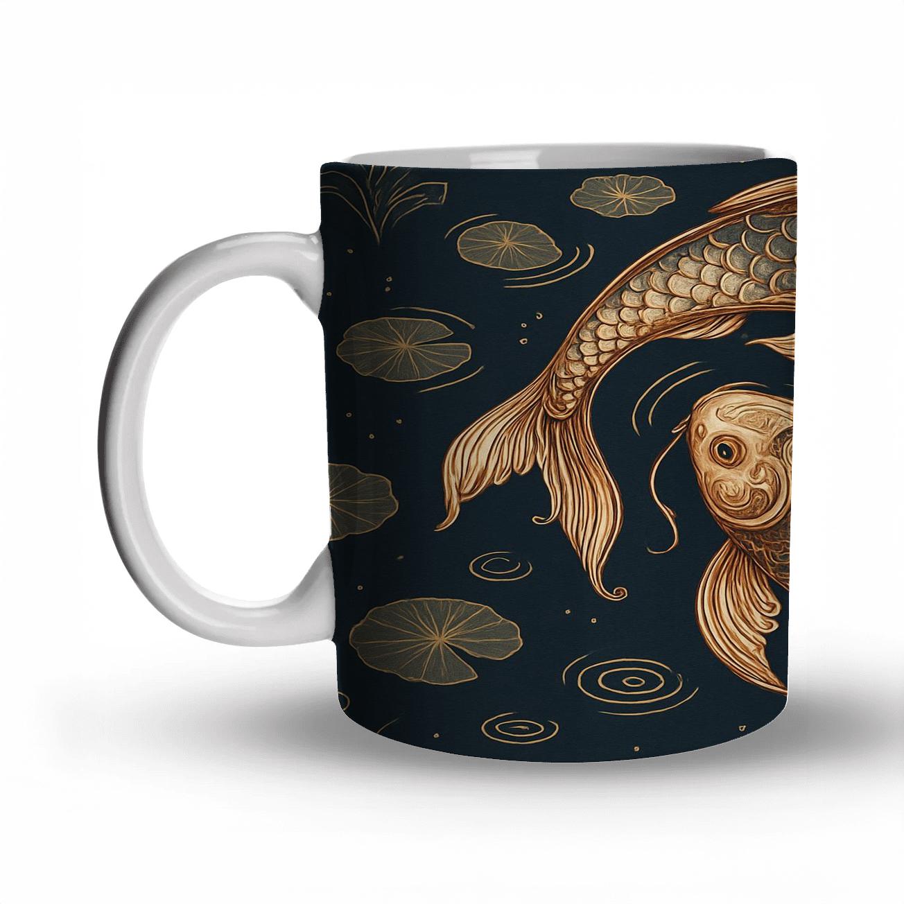 Clockwork Koi Garden Spiral travel mugs with handles
