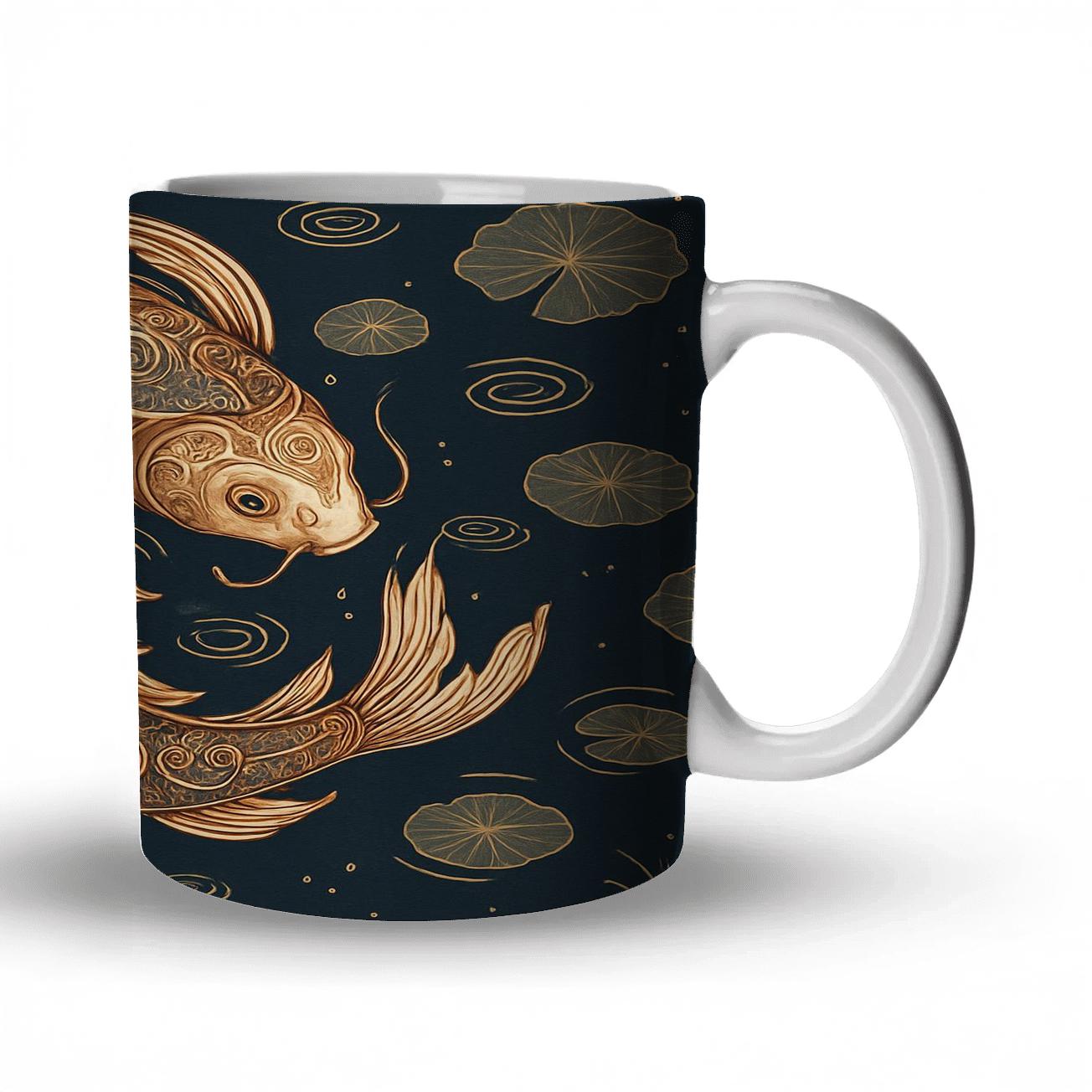 Clockwork Koi Garden Spiral travel mugs with handles