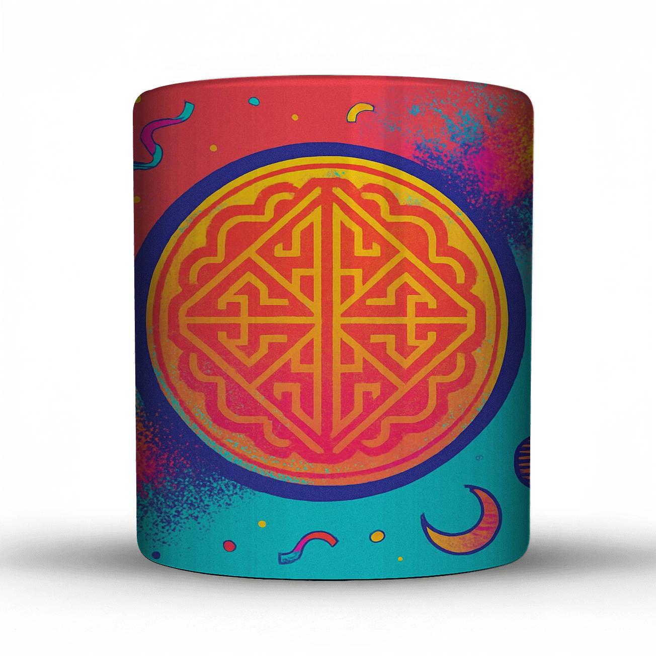 Glitch Mooncake Carnival travel mugs with handles