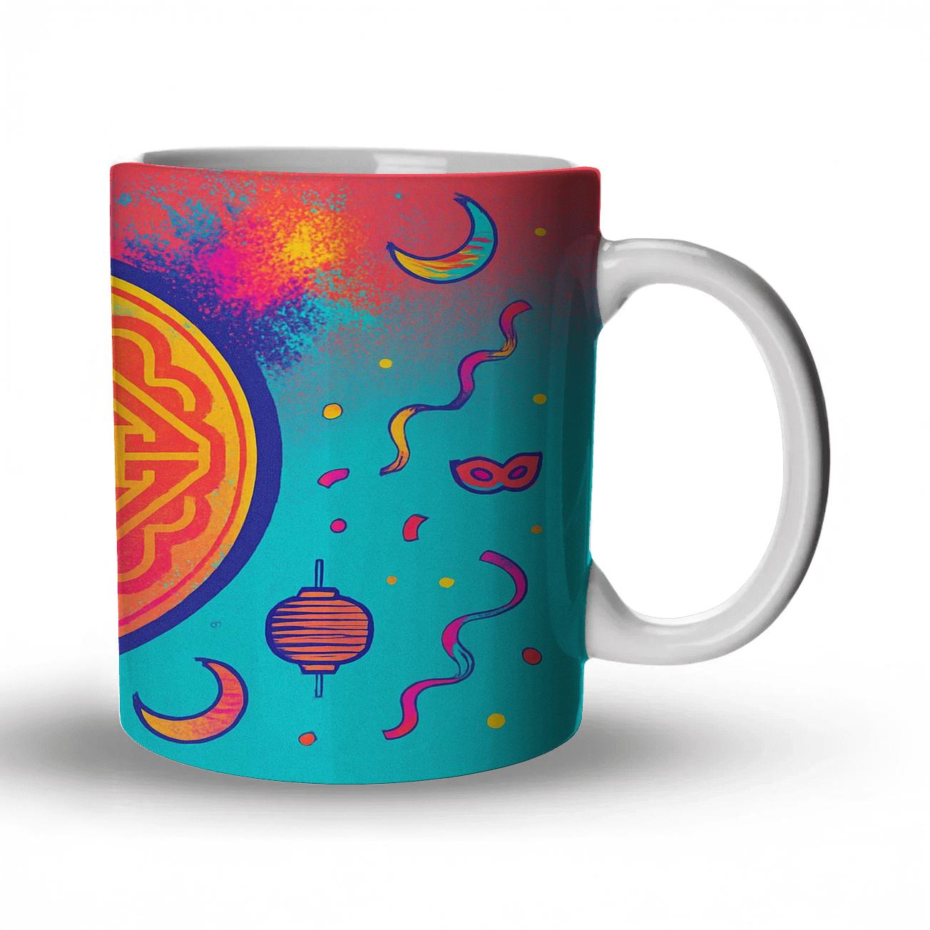 Glitch Mooncake Carnival travel mugs with handles