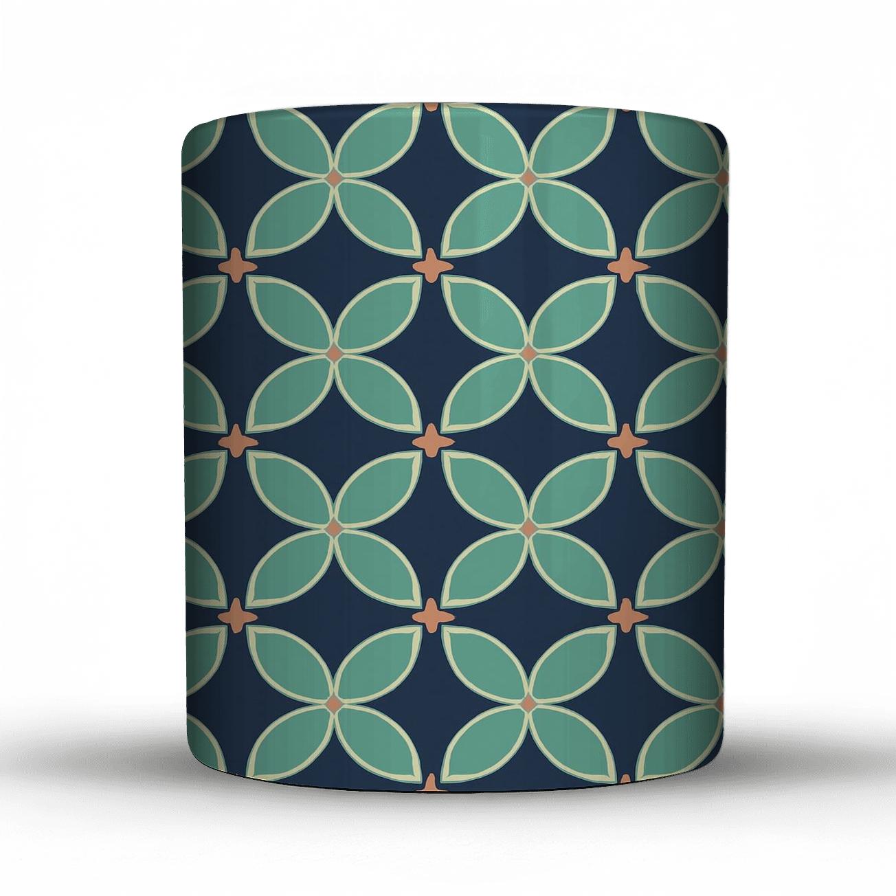 Constellation Petal Grid In Indigo And Mint decorative mug sets