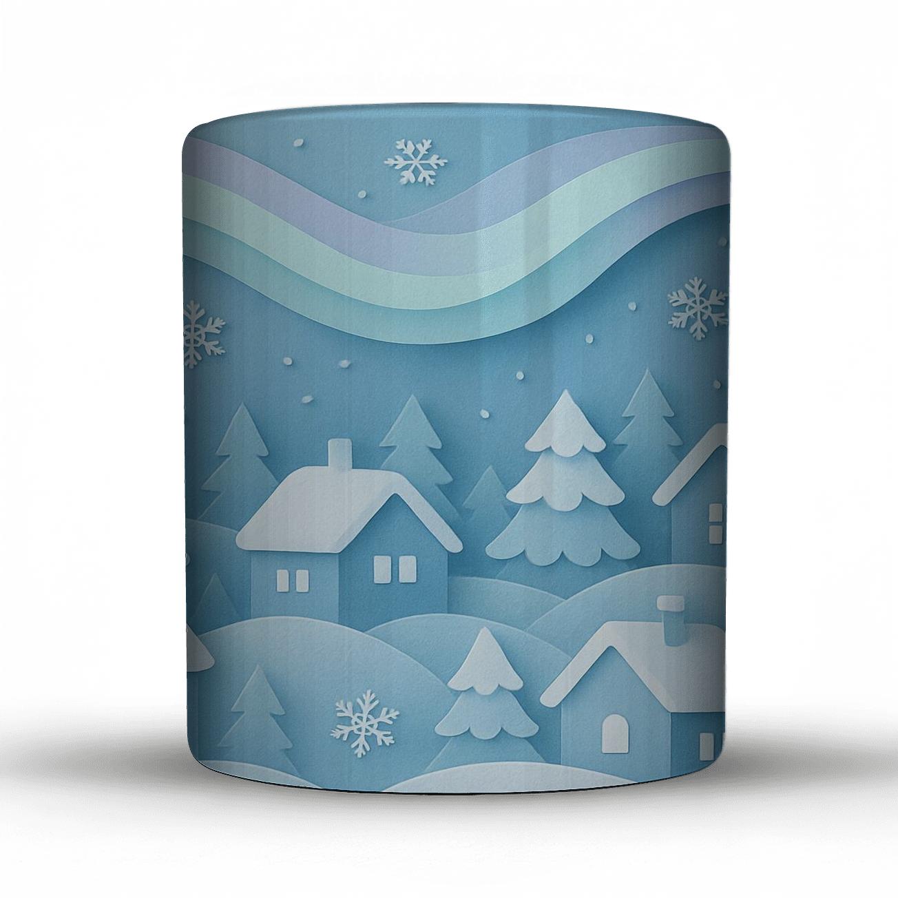 Winter Paper Cut Aurora Village gift mugs for occasions