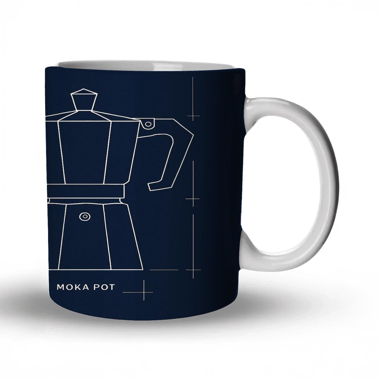 Coffee Tools Blueprint Geometry custom printed mugs