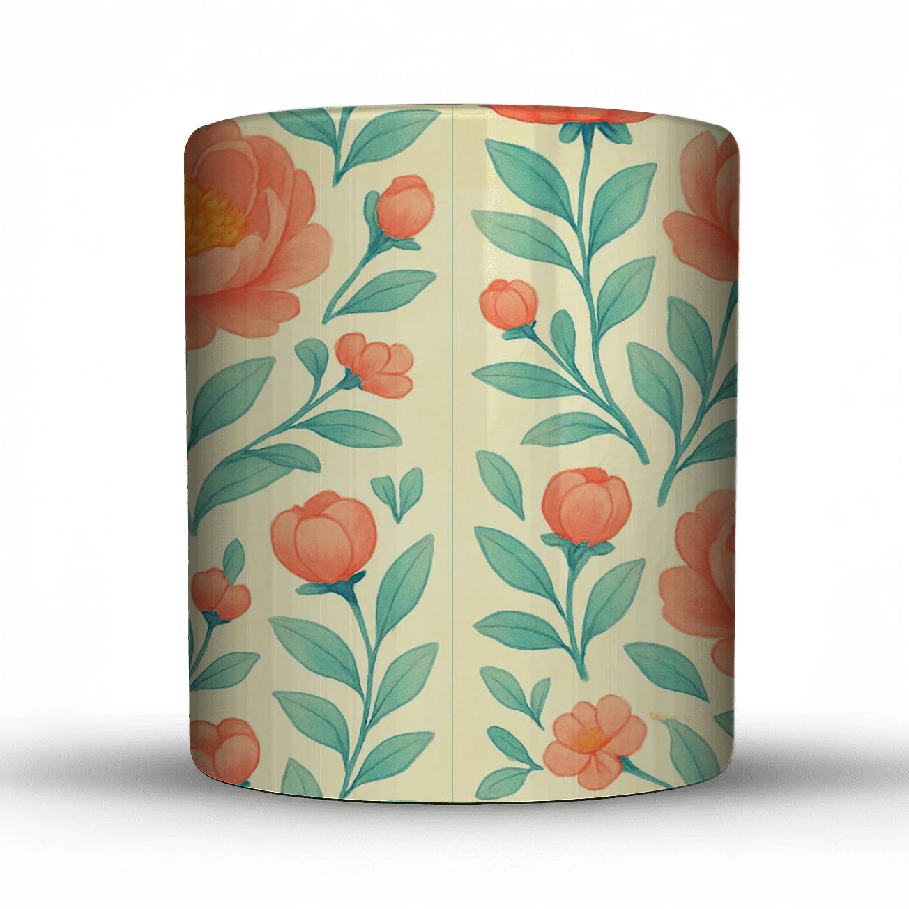 Citrus Peony Sunrise Tiles custom printed mugs