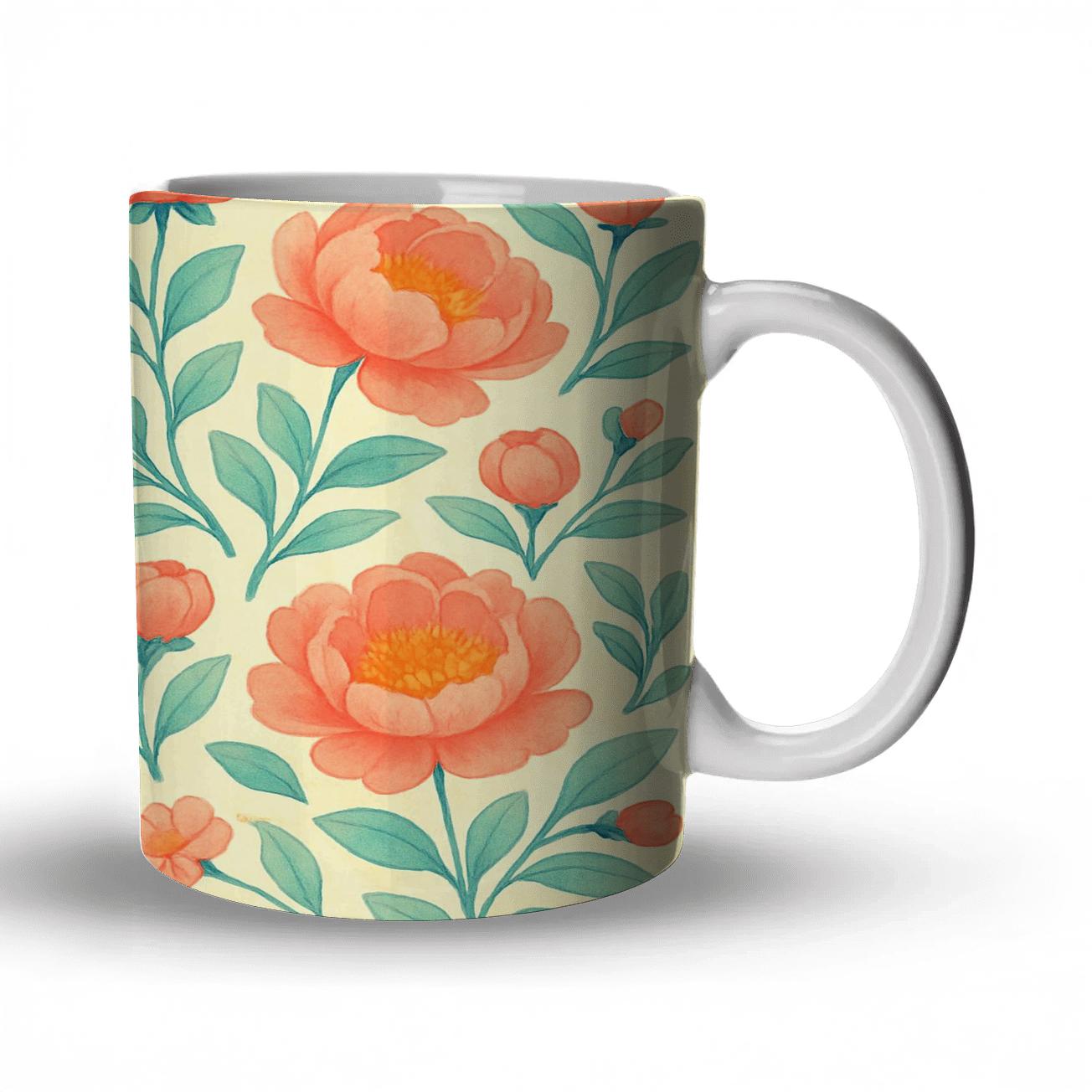 Citrus Peony Sunrise Tiles custom printed mugs