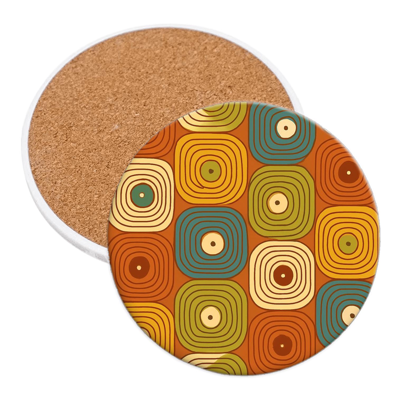 Cinnamon Vinyl Groove Grid absorbent drink coasters