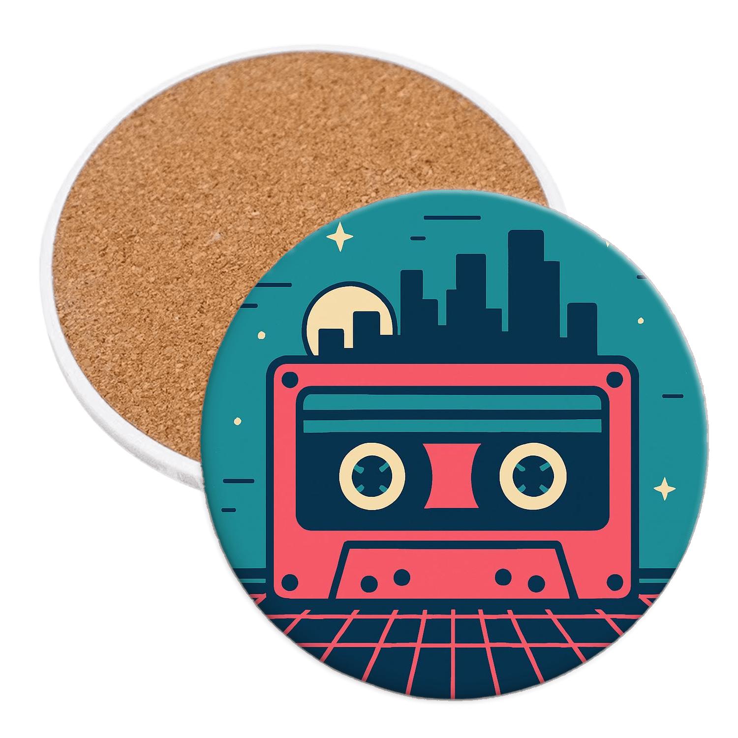 Cassette Skyline Jam custom engraved coasters