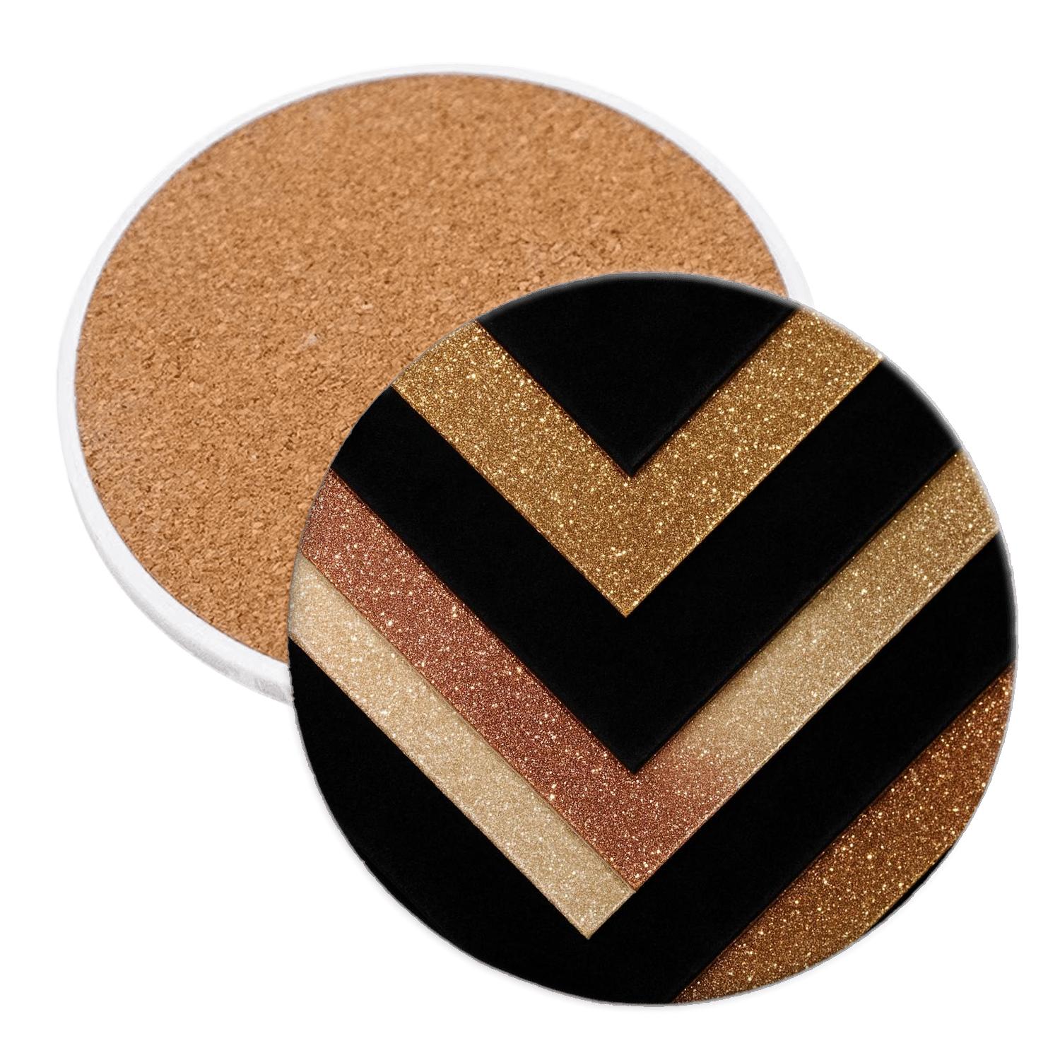 Couture Glitter Chevron Runway cork coaster sets