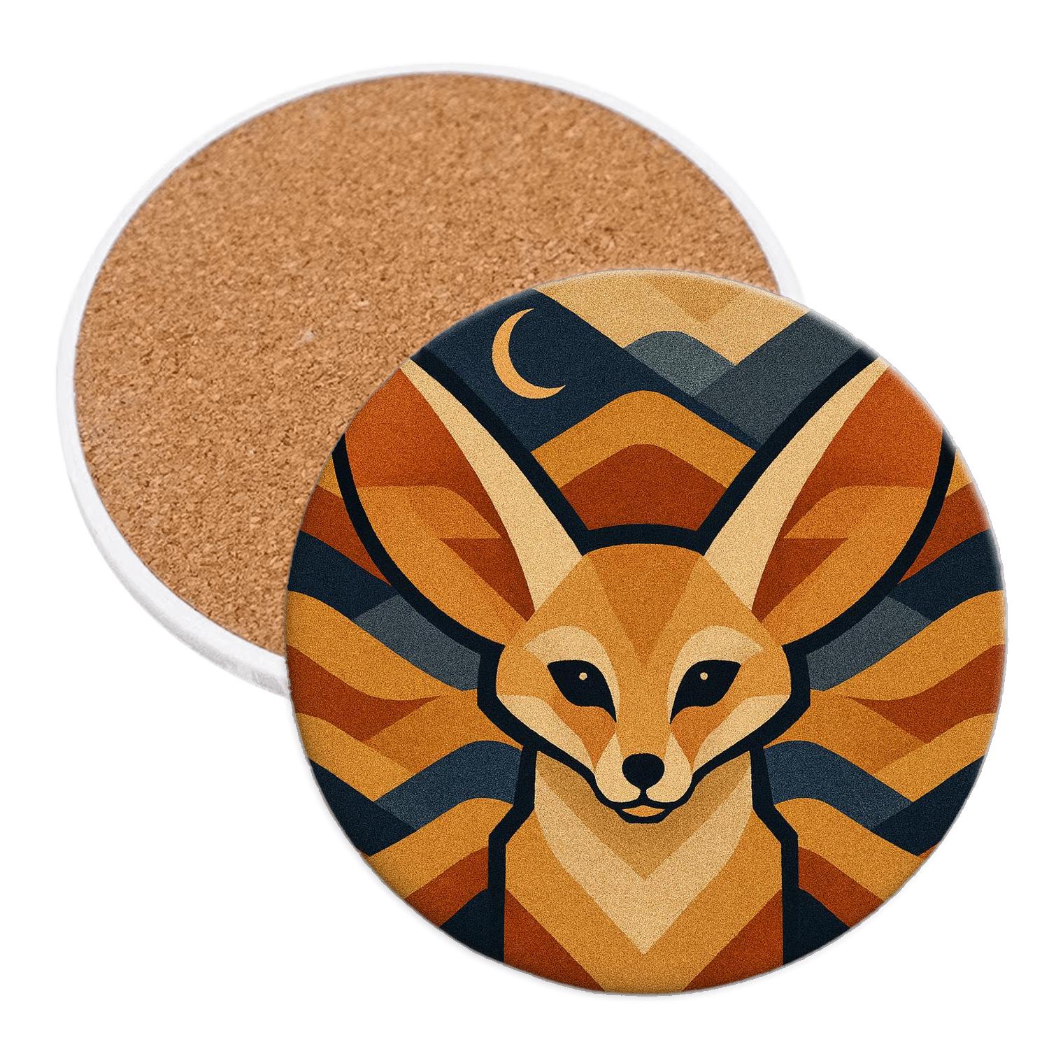 Desert Fox Sand Dune Geometry wooden table coasters