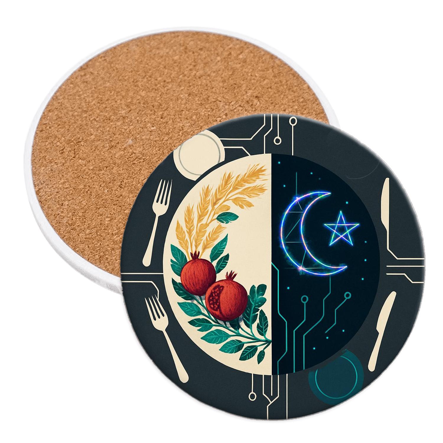 Quantum Equinox Feast elegant tabletop coasters
