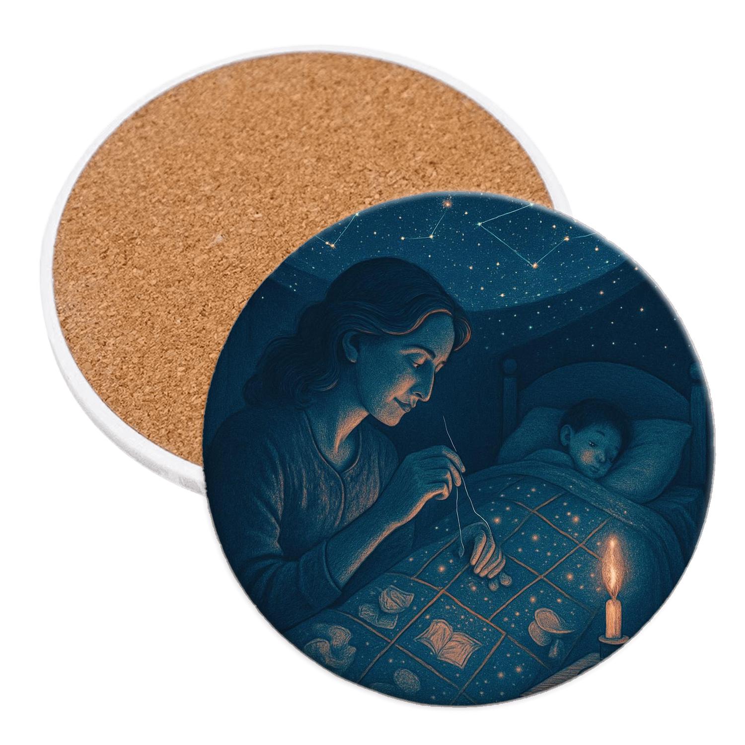 The Constellation Quilt A Sky Sewn From Her Patience cork coaster sets
