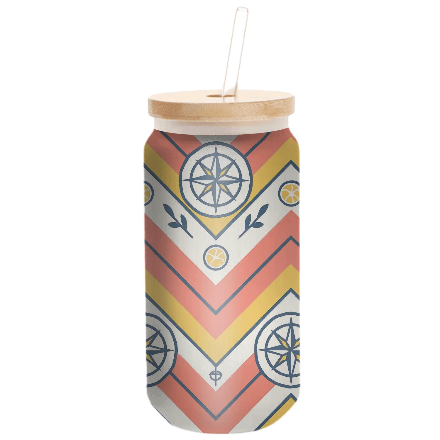 Citrus Compass Chevron Parade textured glass