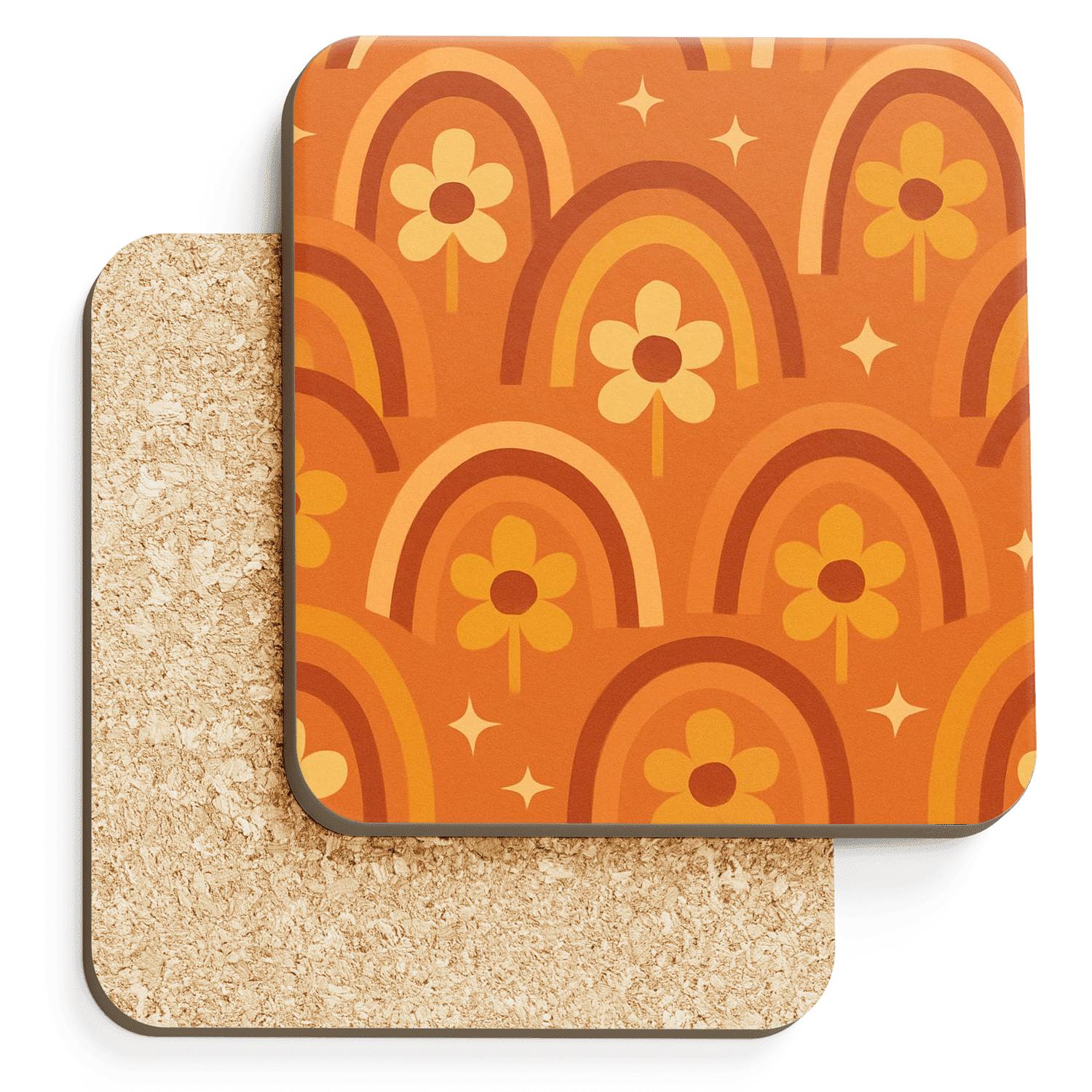 Desert Dawn Bloom Arches personalized drink coasters