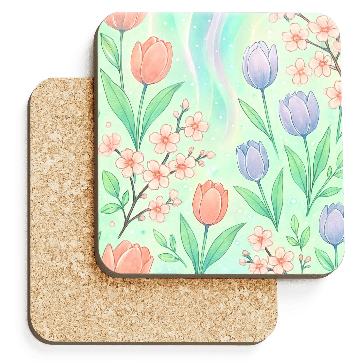 Spring Aurora Rain Garden decorative beverage coasters