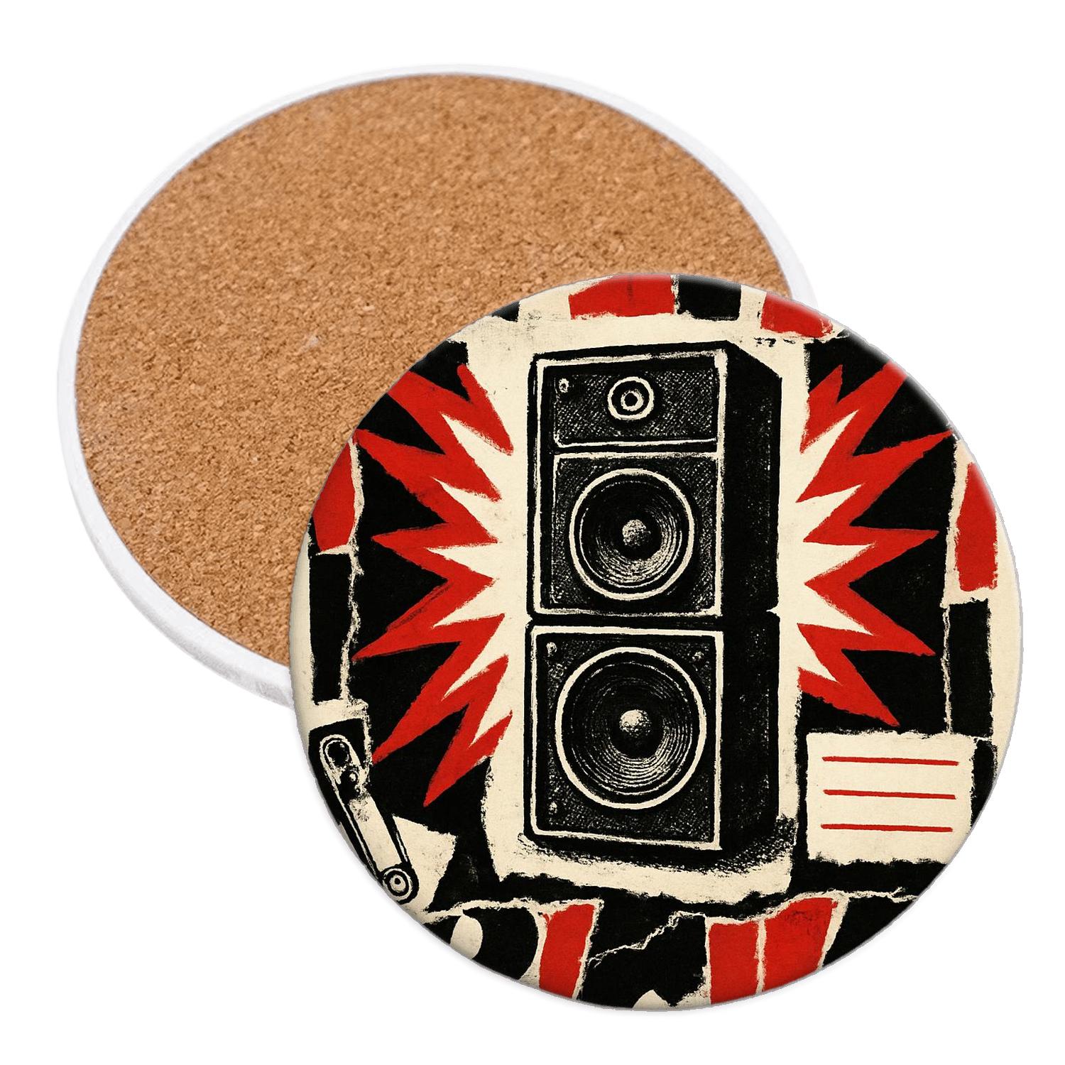 Riot Zine Speaker Collage coasters for home decor