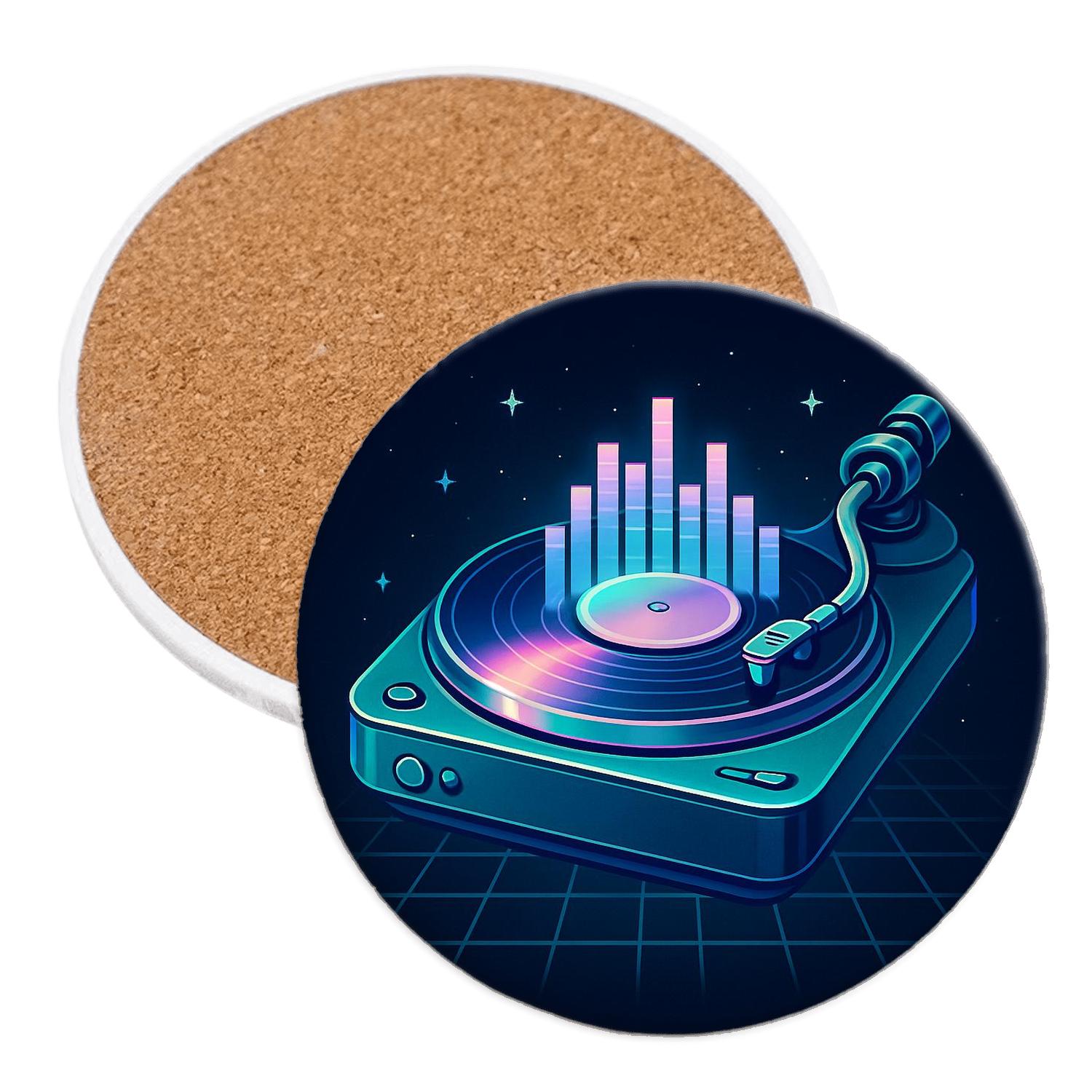 Future Funk Hologram Turntable custom engraved coasters