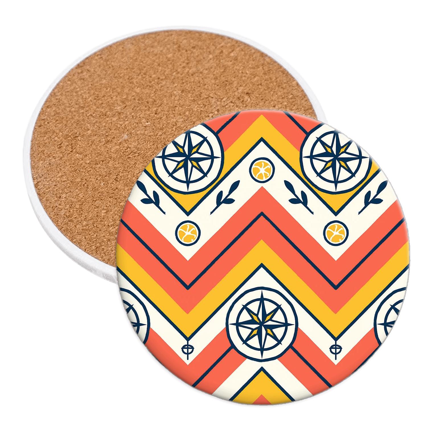 Citrus Compass Chevron Parade coasters for home decor