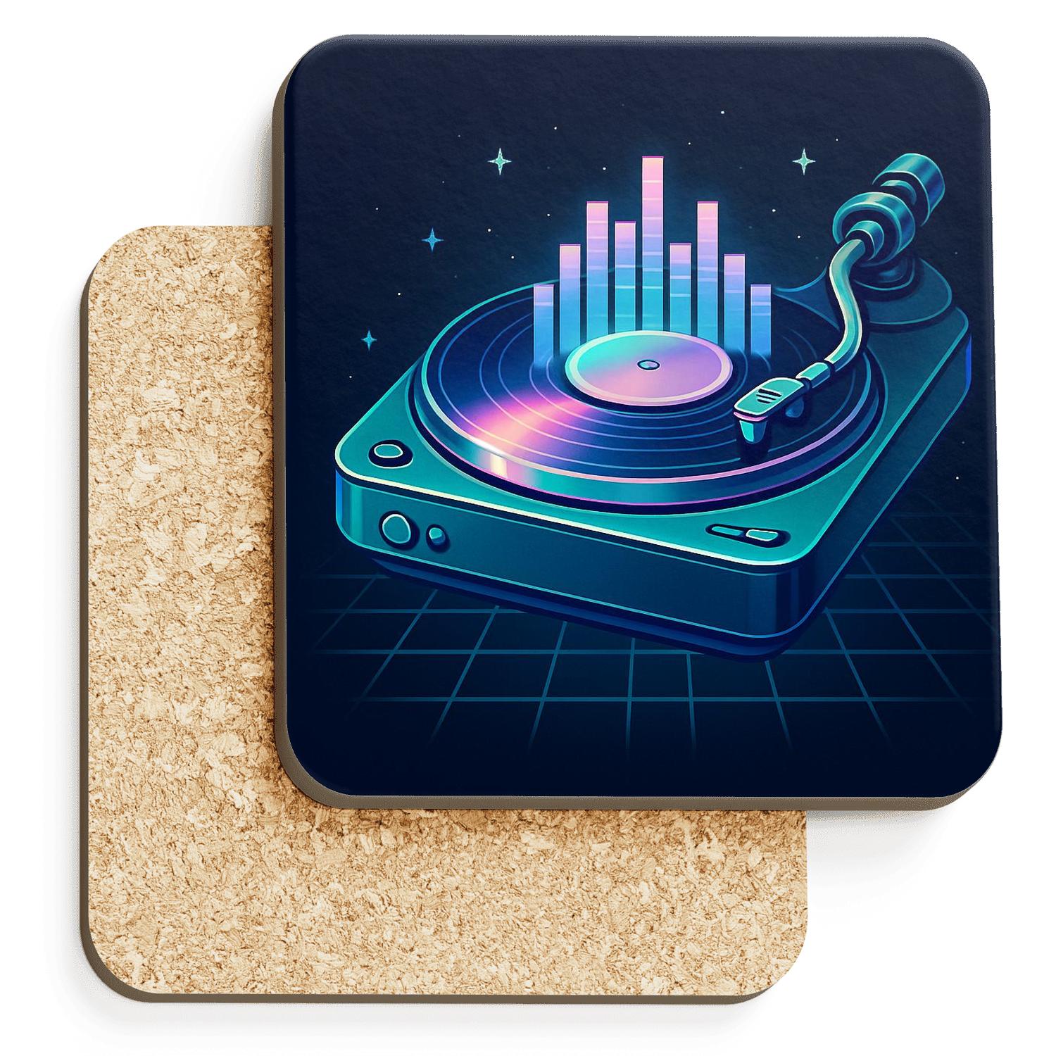 Future Funk Hologram Turntable wooden table coasters