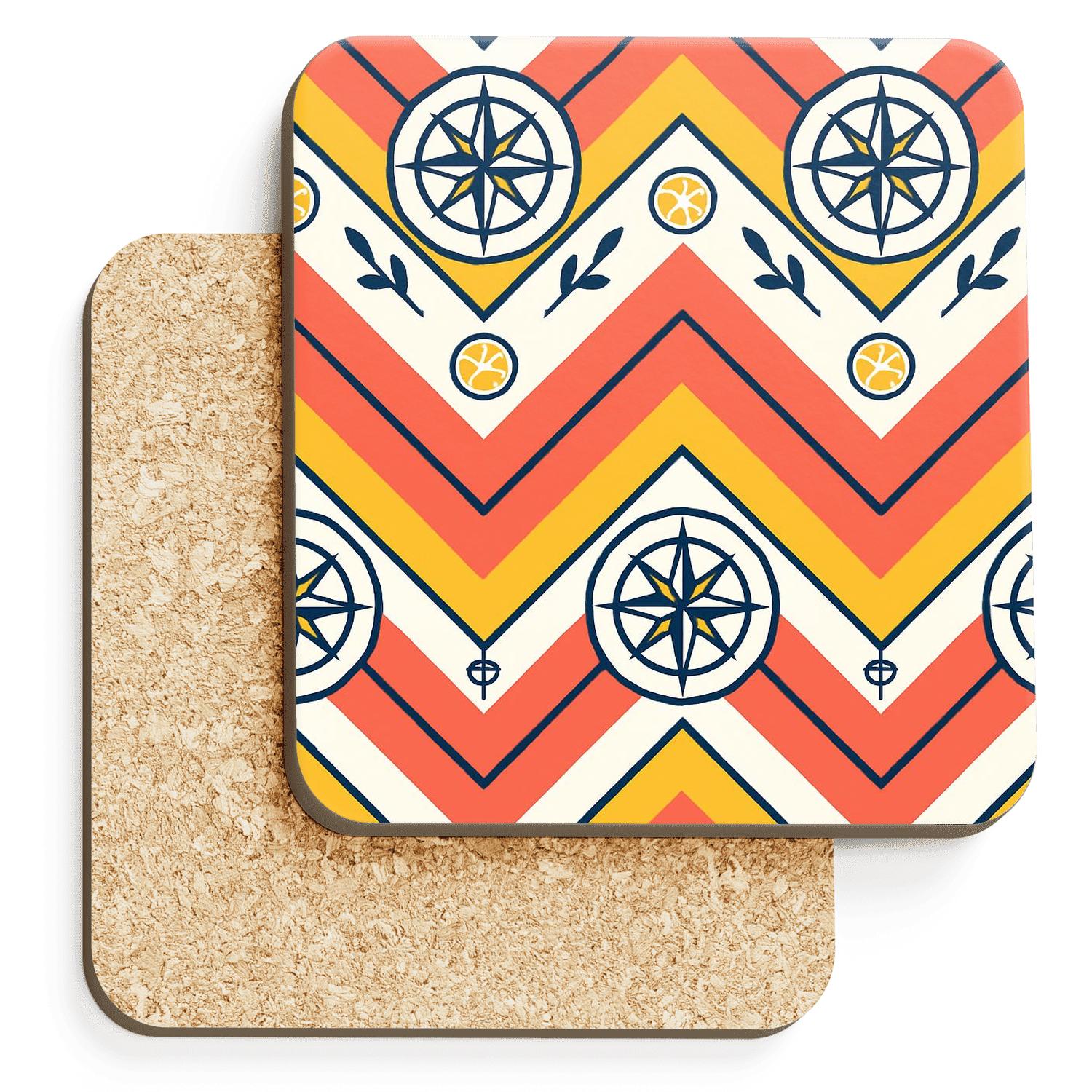 Citrus Compass Chevron Parade decorative beverage coasters