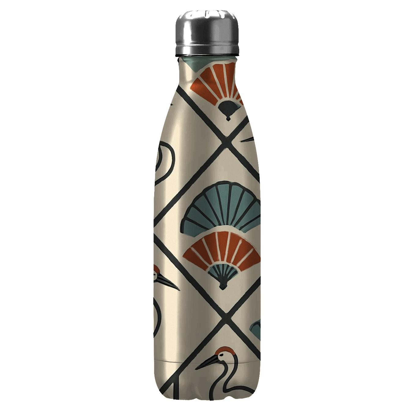 Crane And Fan Lattice Mosaic water bottle cups
