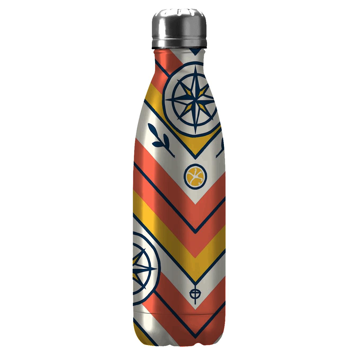 Citrus Compass Chevron Parade water bottles with lids