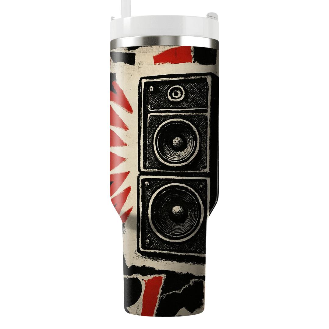 Riot Zine Speaker Collage travel tumblers