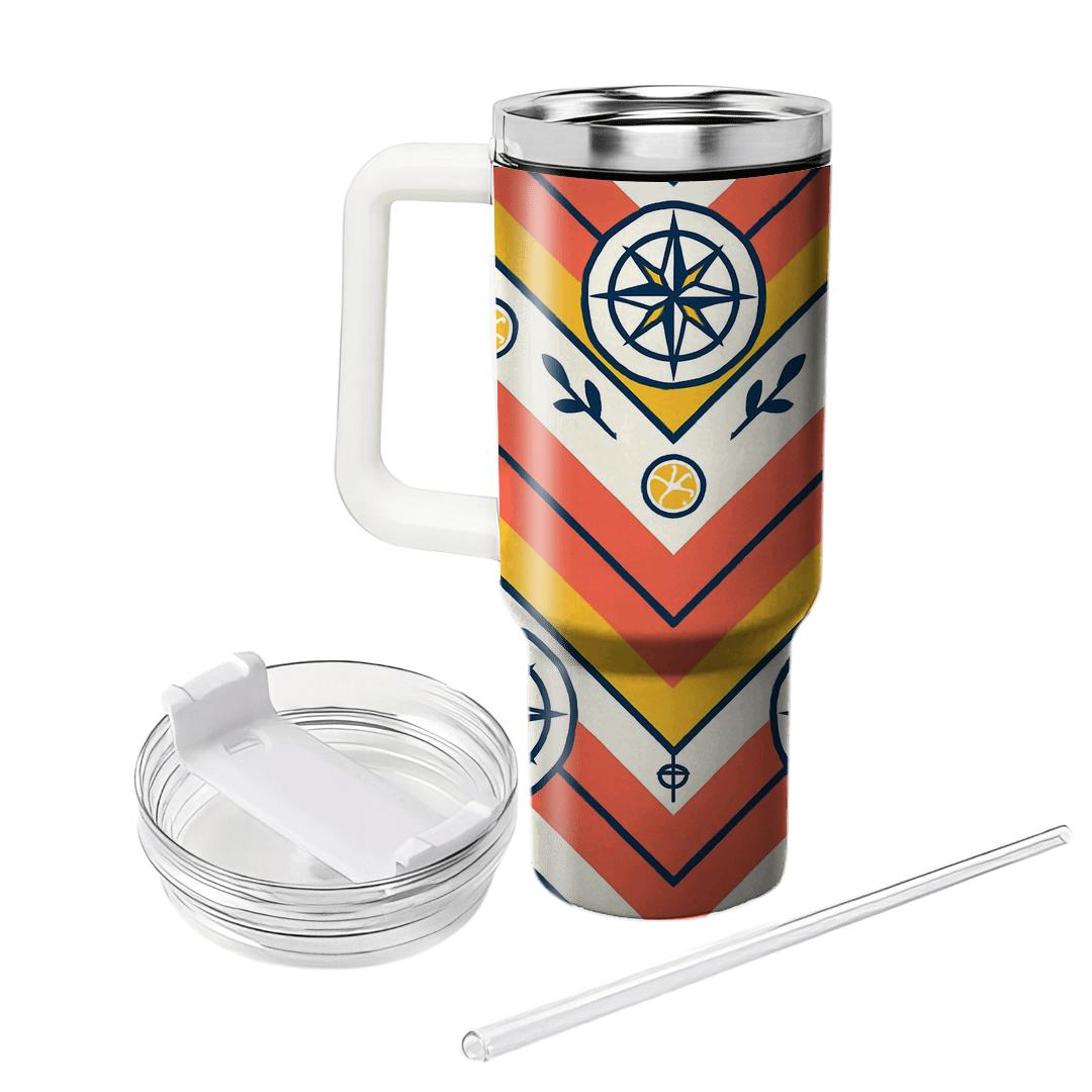 Citrus Compass Chevron Parade travel tumblers