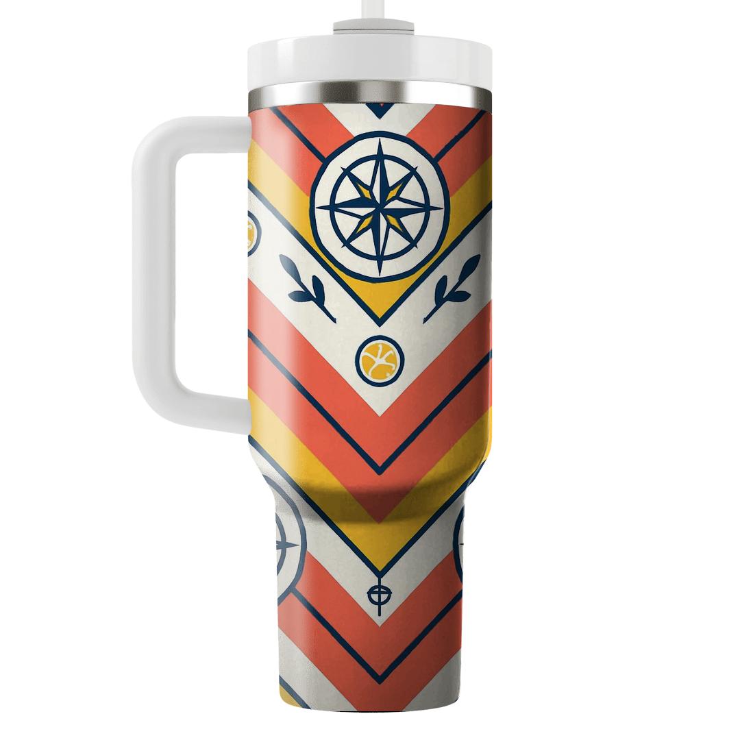 Citrus Compass Chevron Parade travel tumblers