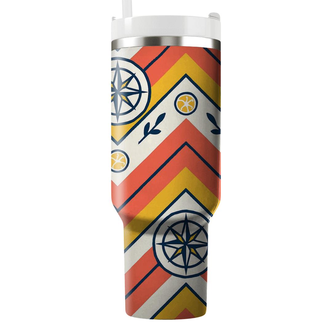 Citrus Compass Chevron Parade travel tumblers