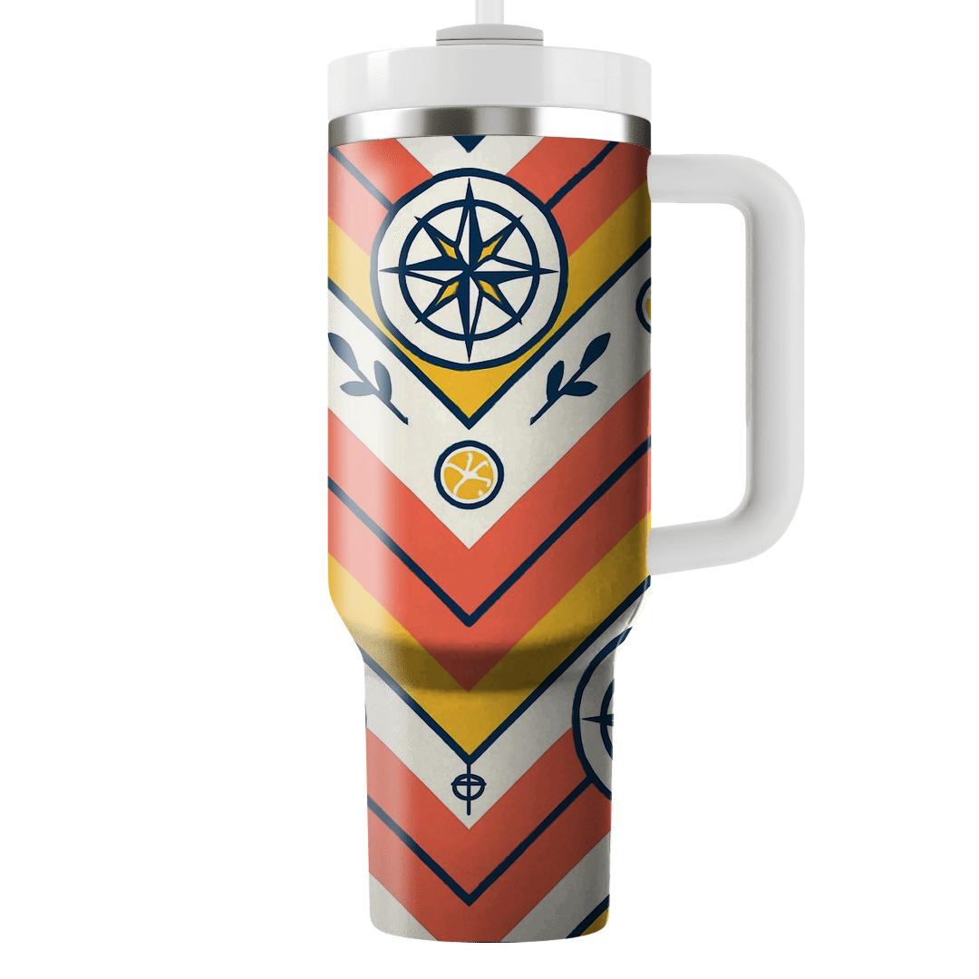 Citrus Compass Chevron Parade travel tumblers