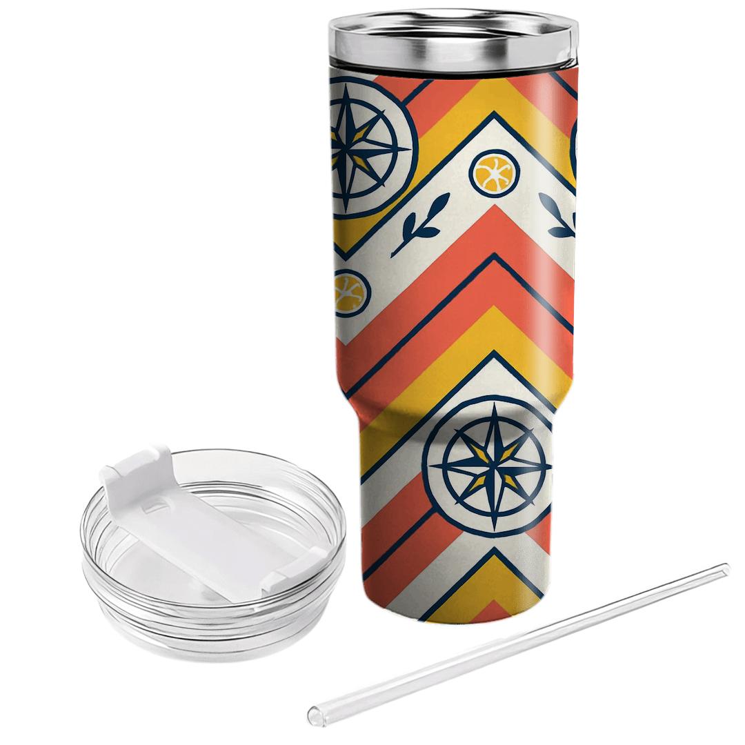 Citrus Compass Chevron Parade travel tumblers