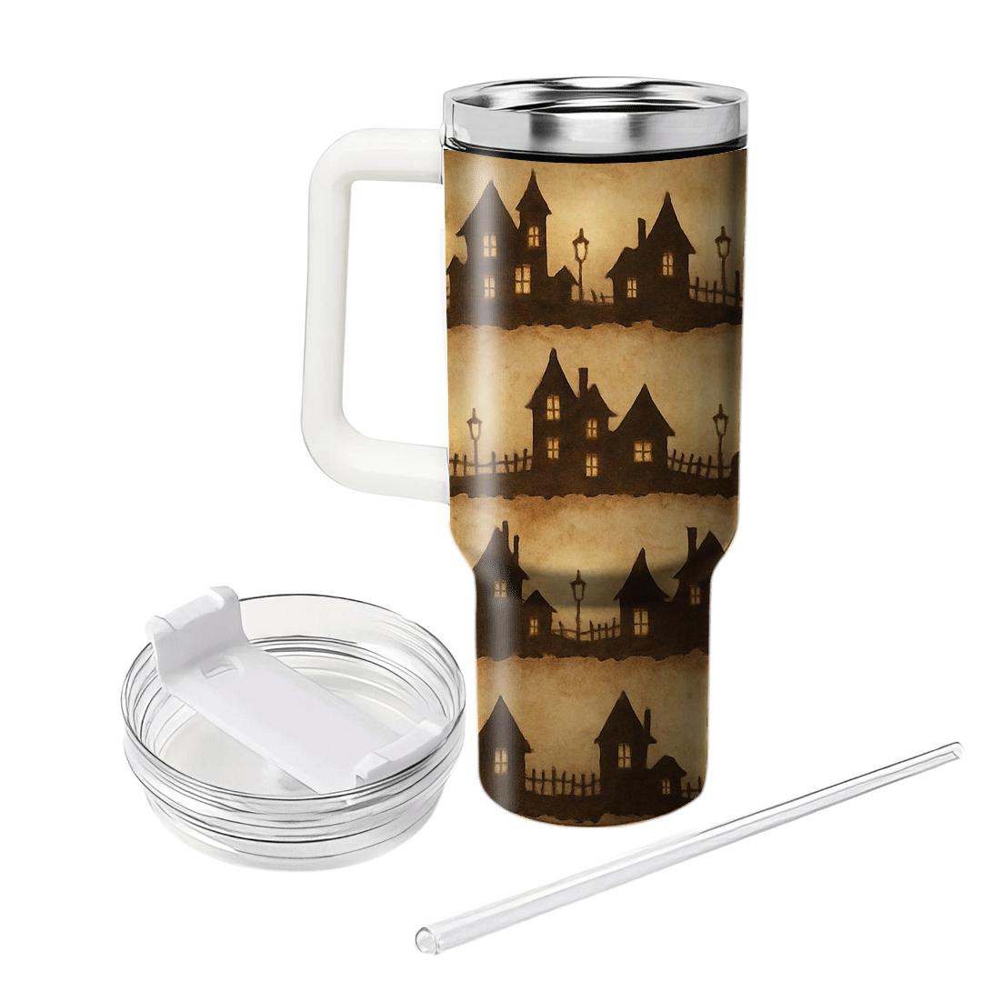 Sepia Parchment Haunted Horizon Bands personalized tumblers