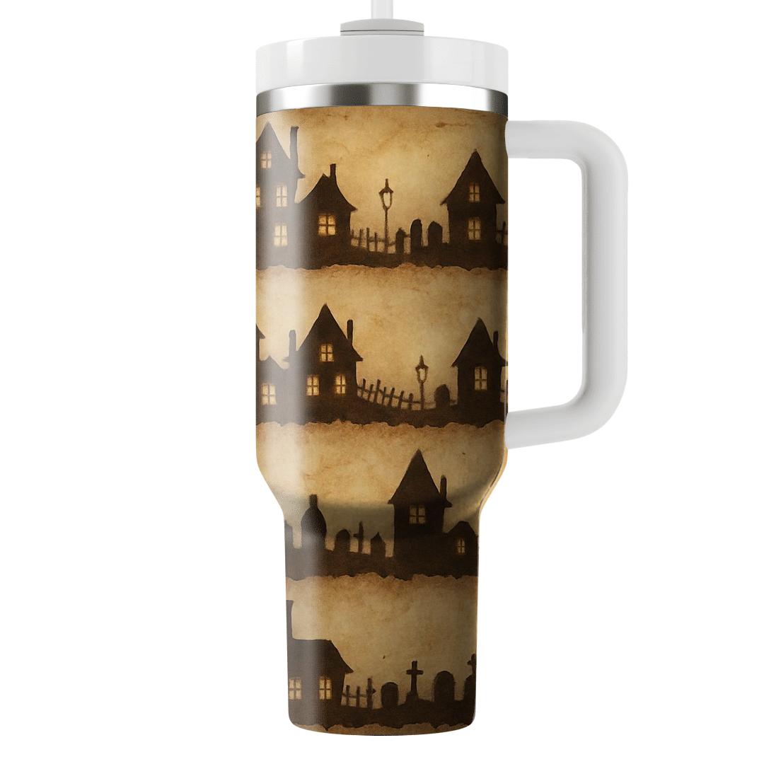 Sepia Parchment Haunted Horizon Bands personalized tumblers