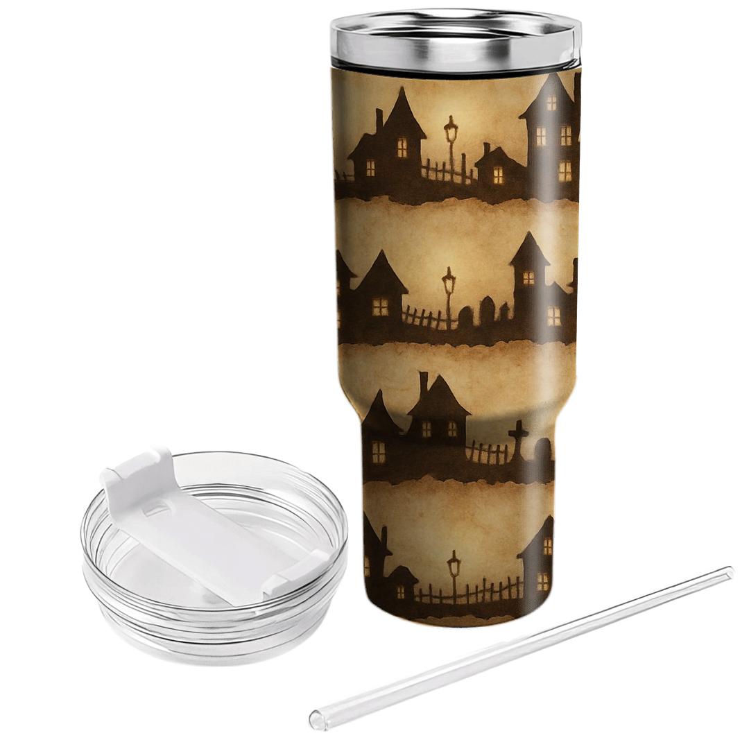 Sepia Parchment Haunted Horizon Bands personalized tumblers