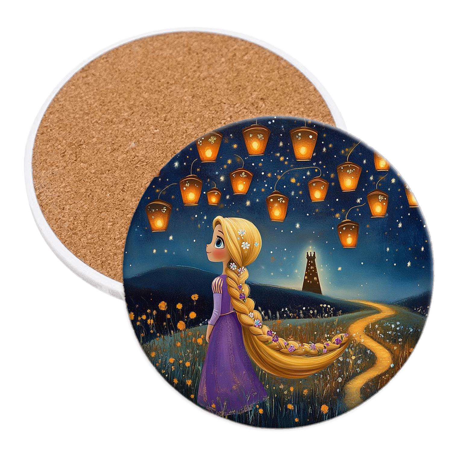 Rapunzel Lantern Meadow Starlight personalized drink coasters