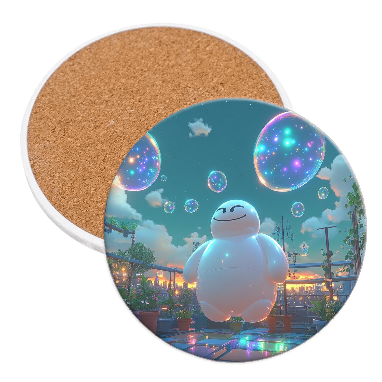 Baymax Cosmic Bubble Garden custom engraved coasters
