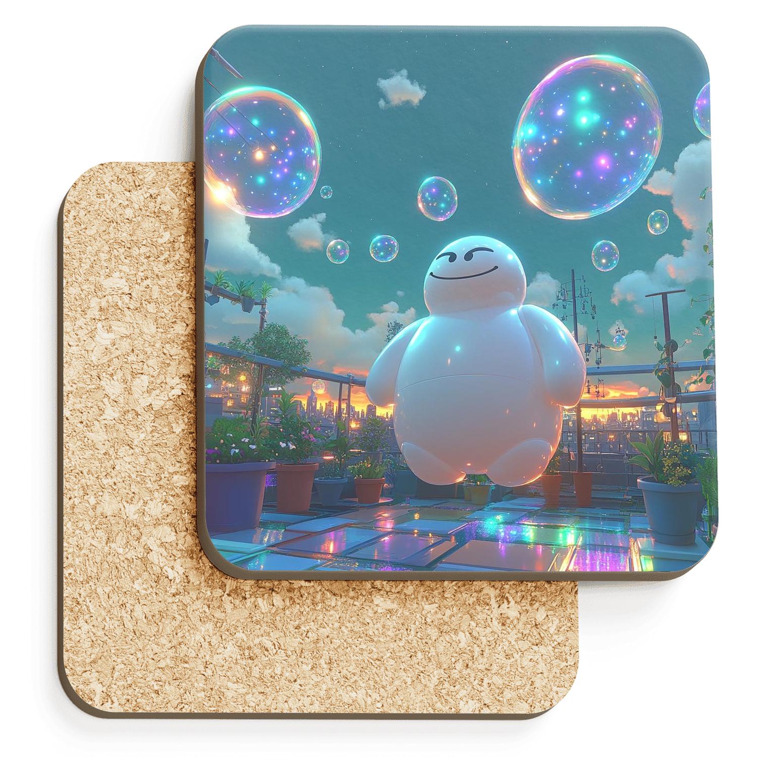Baymax Cosmic Bubble Garden personalized drink coasters