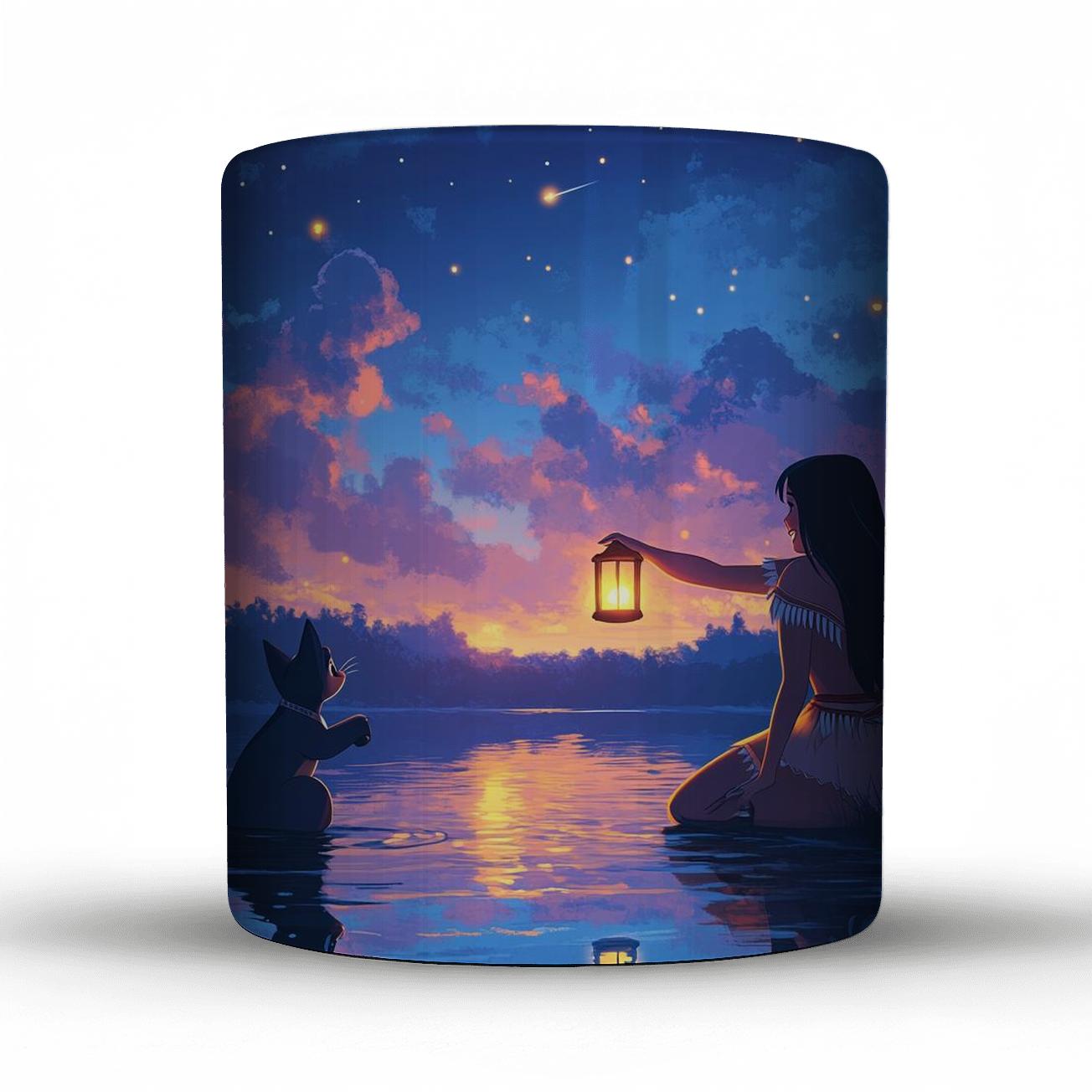 Pocahontas And Meeko Starry River Lanterns Disney Inspired custom printed mugs
