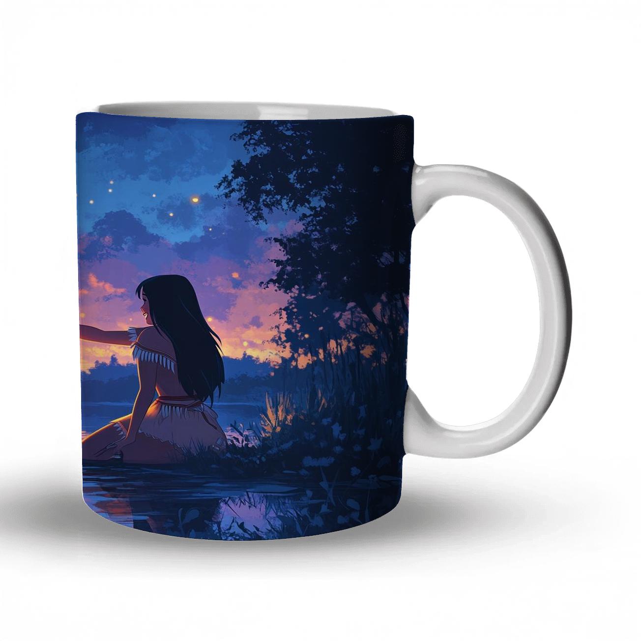 Pocahontas And Meeko Starry River Lanterns Disney Inspired custom printed mugs
