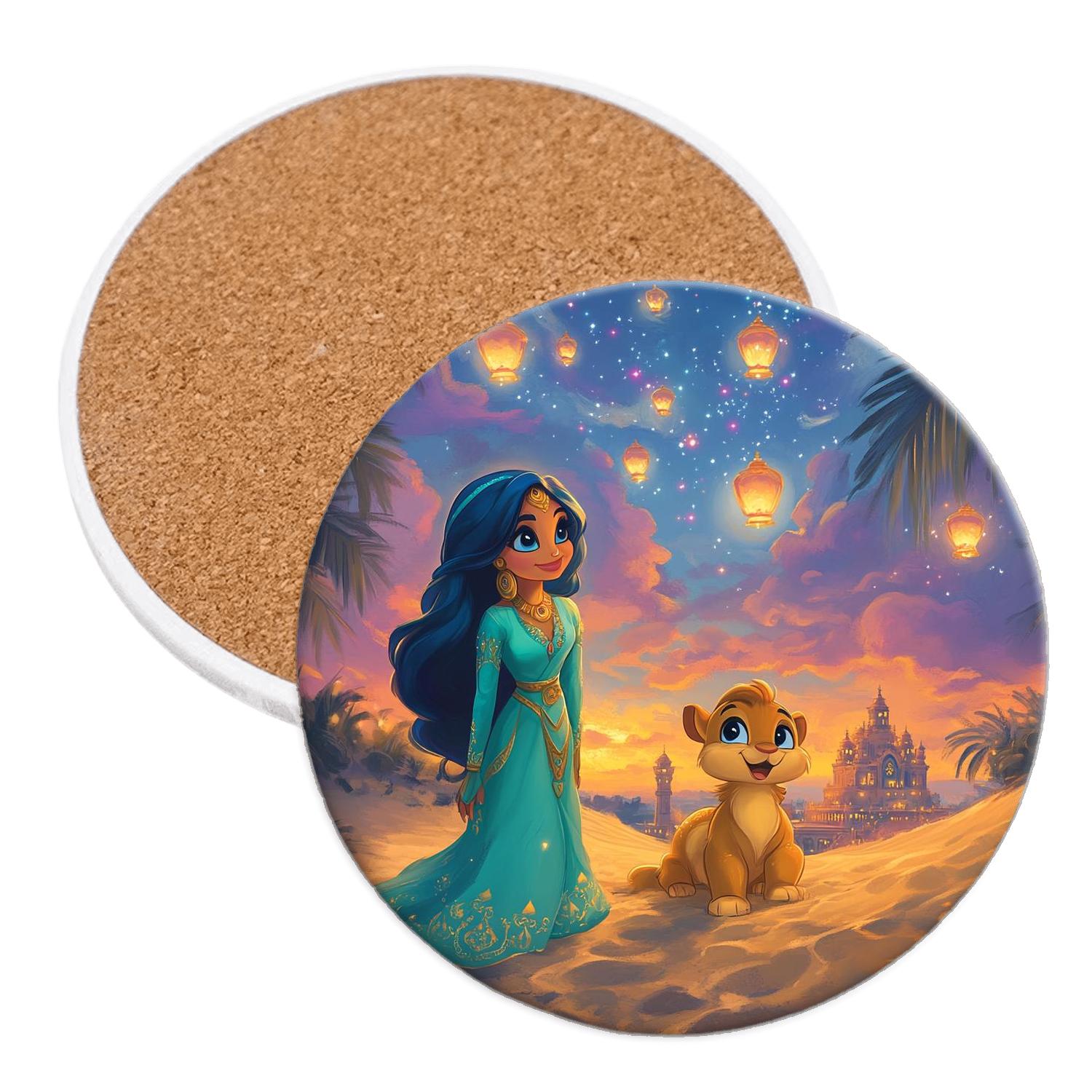 Jasmine And Rajah Desert Star Festival Disney Inspired absorbent drink coasters