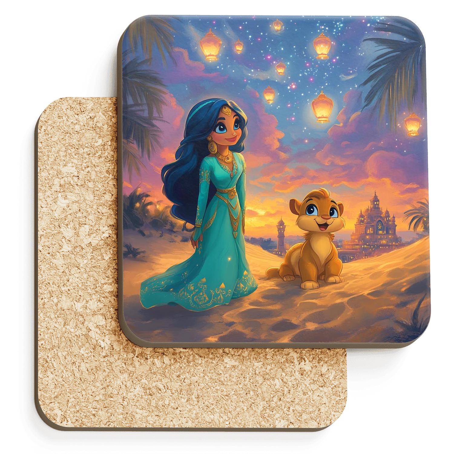 Jasmine And Rajah Desert Star Festival Disney Inspired wooden table coasters