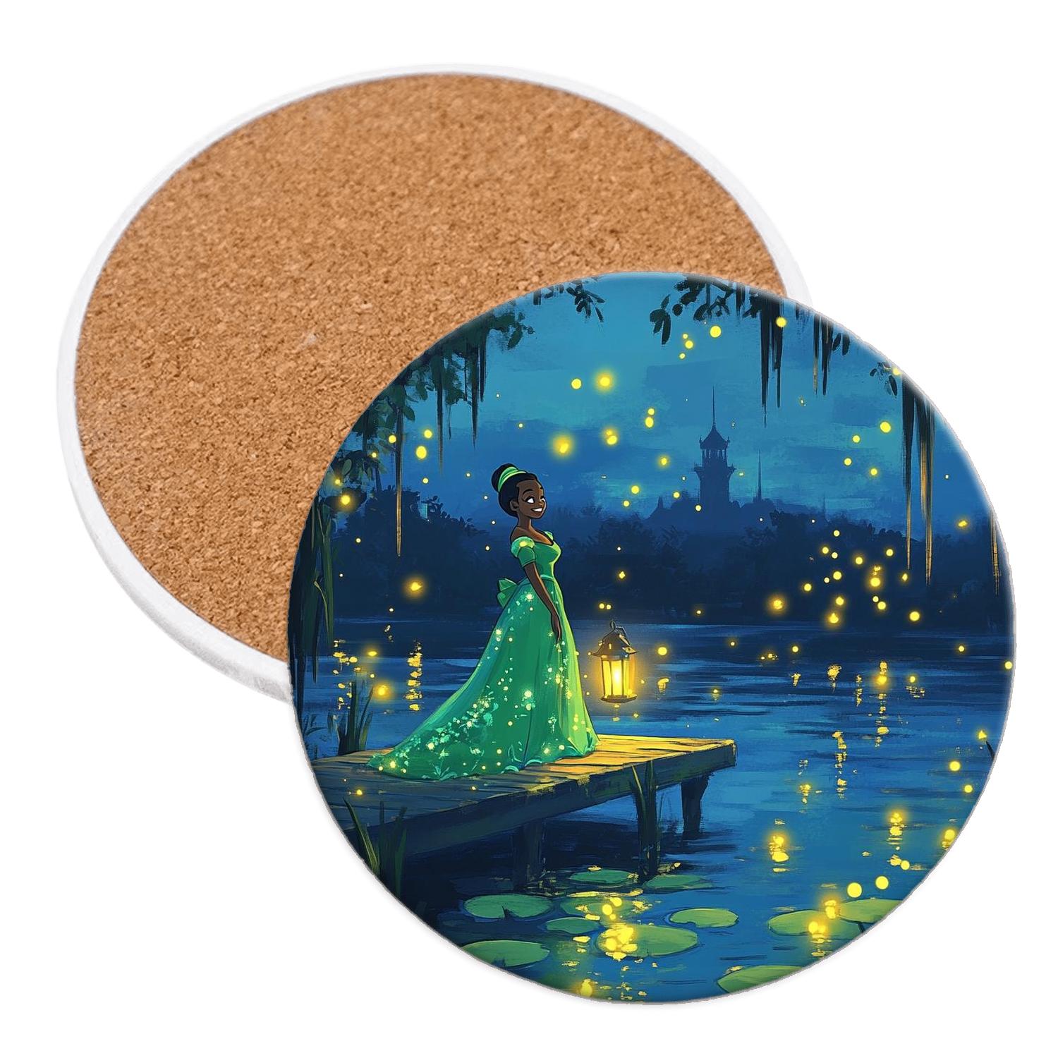 Tiana Starlit Bayou Lanterns personalized drink coasters