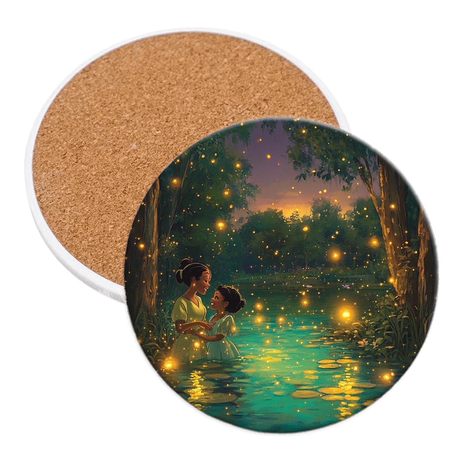 Tiana And Louis Firefly Stardance Disney Inspired custom engraved coasters