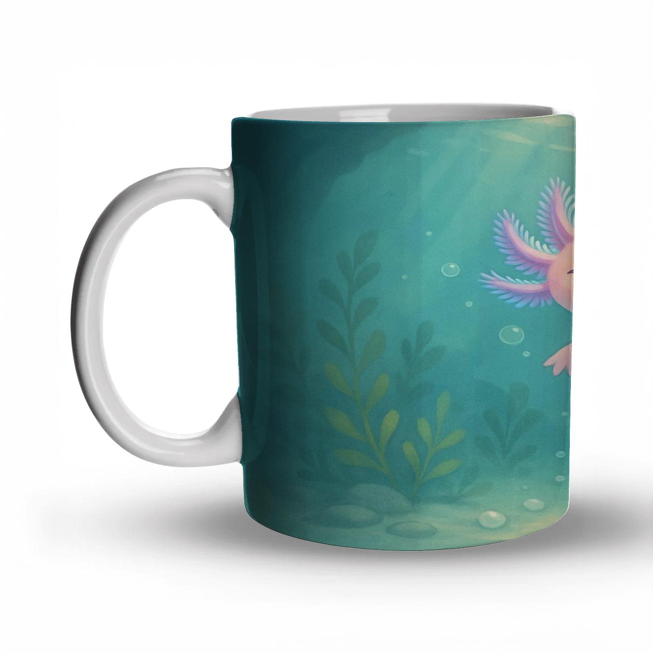 Bioluminescent Axolotl Lagoon custom printed mugs