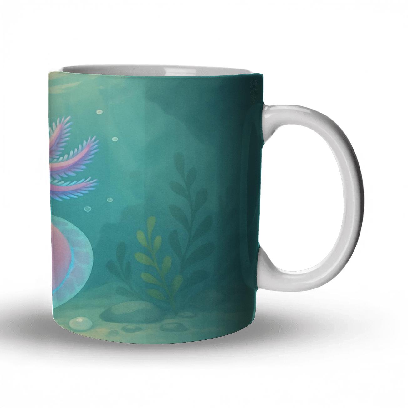 Bioluminescent Axolotl Lagoon custom printed mugs