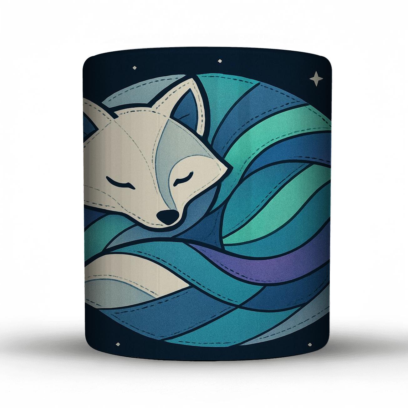 Arctic Fox Aurora Quilt Geometry travel mugs with handles