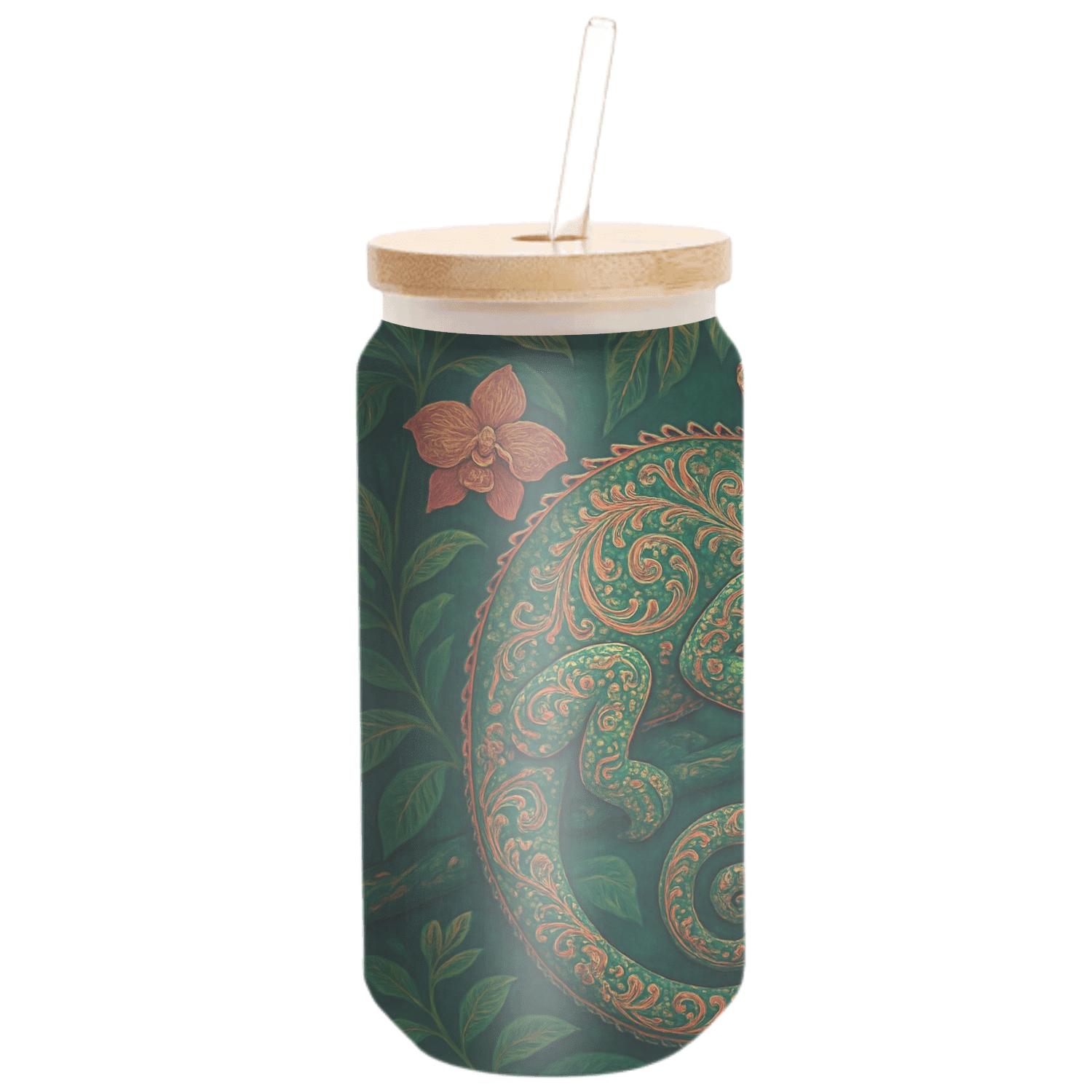 Kaleidoscope Rainforest Chameleon Brocade artisan blown glass drinkware