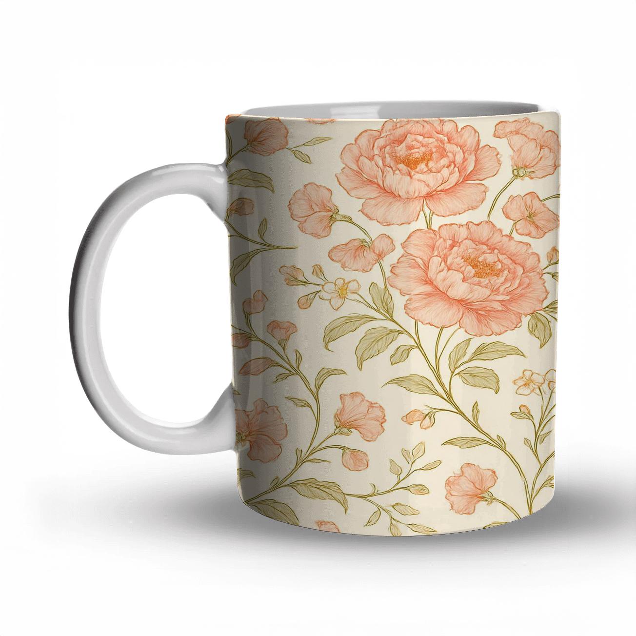 Citrus Peony Sunrise Toile decorative mug sets