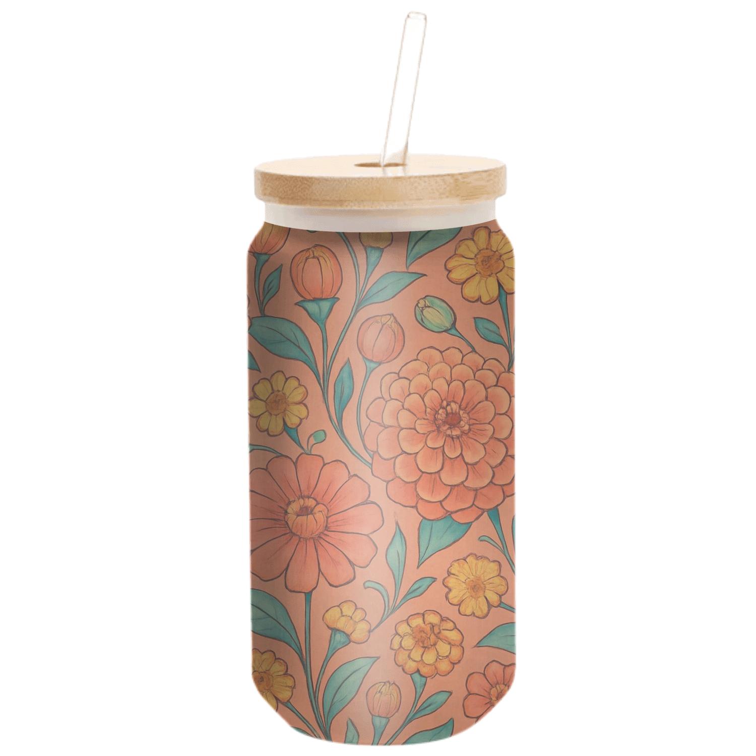 Citrus Zinnia Carnival textured glass